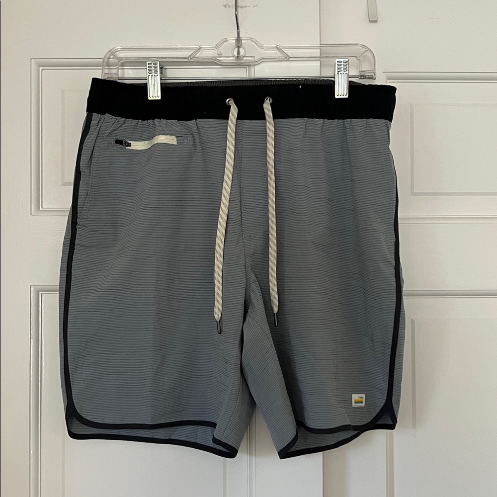Vuori Banks 7” Light Blue Shorts with Black Waistband